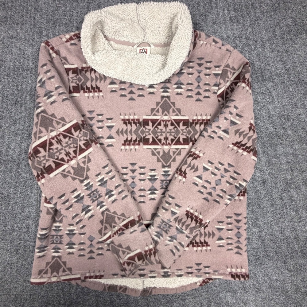Avalanche Outdoor Supply Fleece Pullover Southwestern Sherpa Cowl Neck Pink L